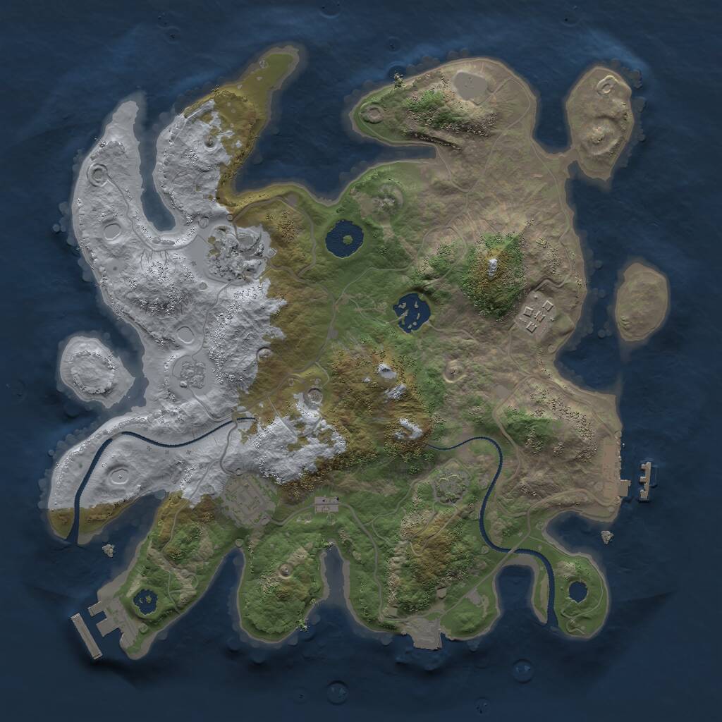 Rust Map: Procedural Map, Size: 3000, Seed: 80702584, 10 Monuments
