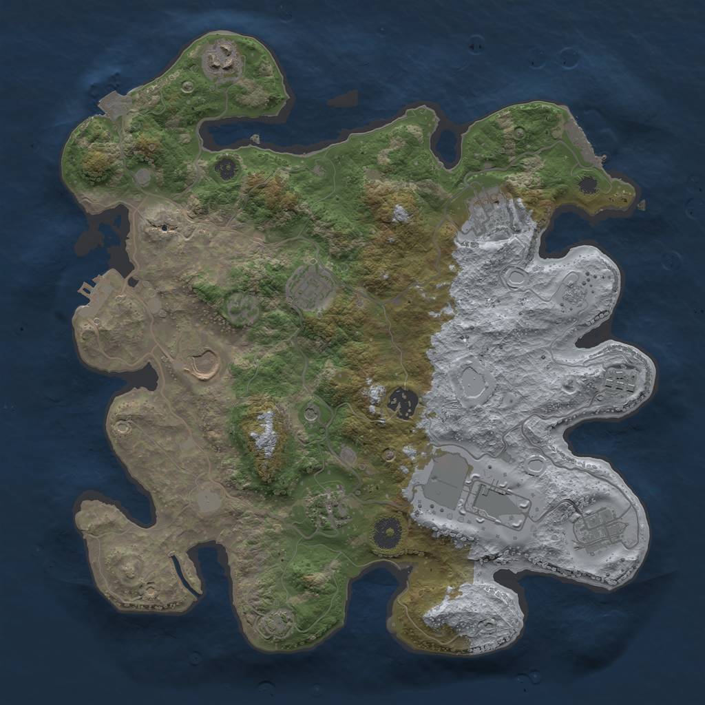 Rust Map: Procedural Map, Size: 3500, Seed: 1206149120, 17 Monuments