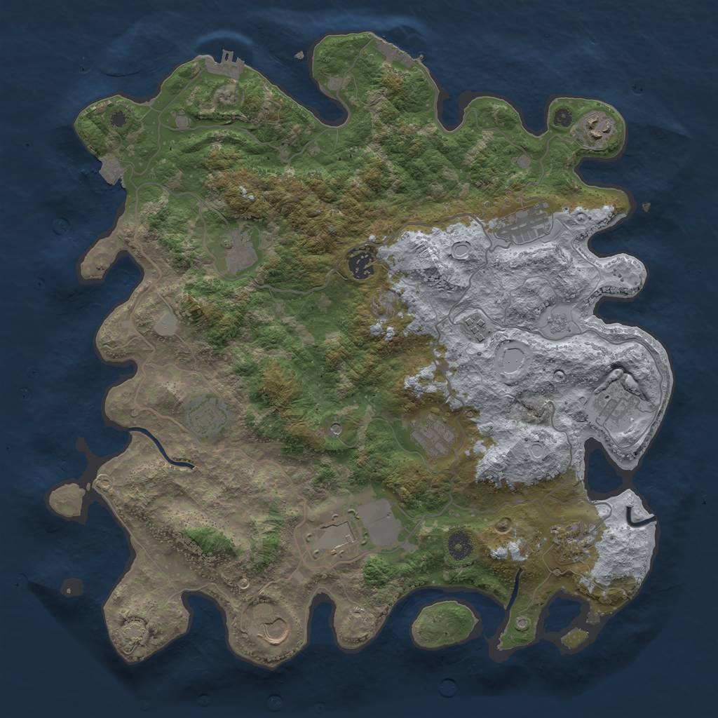 Rust Map: Procedural Map, Size: 4050, Seed: 1507751226, 19 Monuments