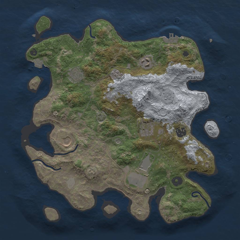Rust Map: Procedural Map, Size: 3500, Seed: 758925491, 14 Monuments
