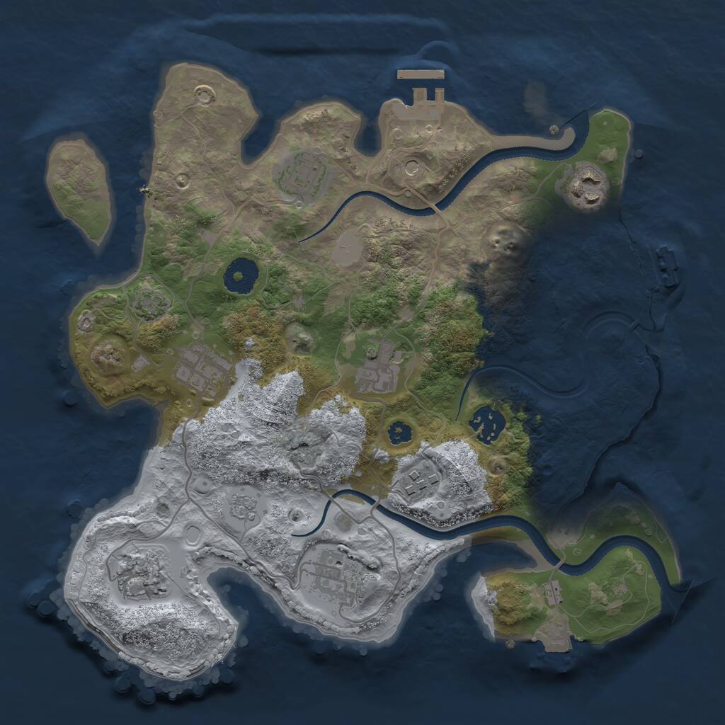 Rust Map: Procedural Map, Size: 3111, Seed: 2147483647, 14 Monuments