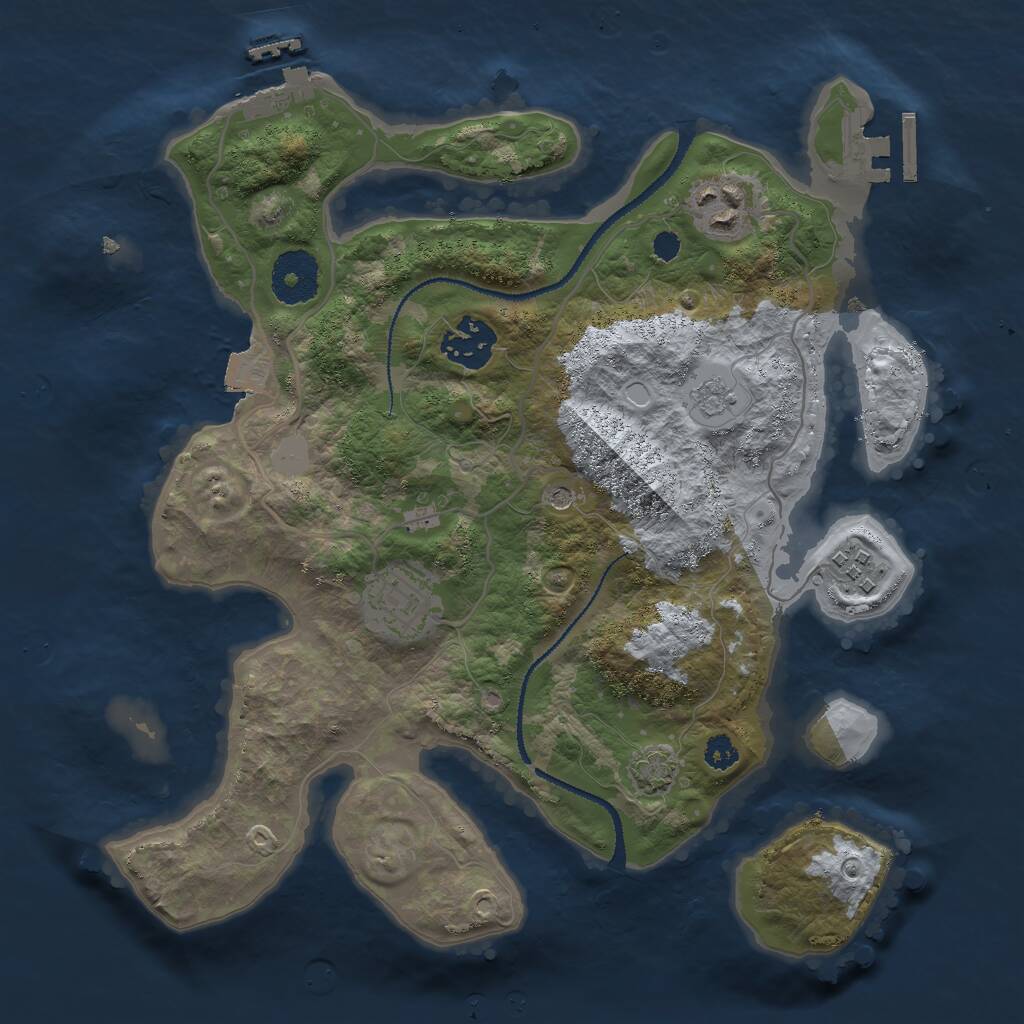 Rust Map: Procedural Map, Size: 3000, Seed: 1637273421, 10 Monuments