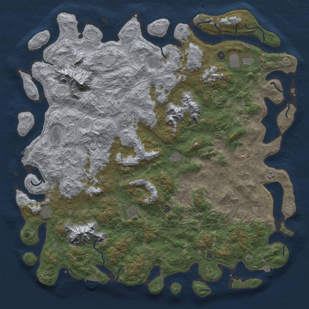 Rust Map: Procedural Map, Size: 6000, Seed: 977967158, 19 Monuments