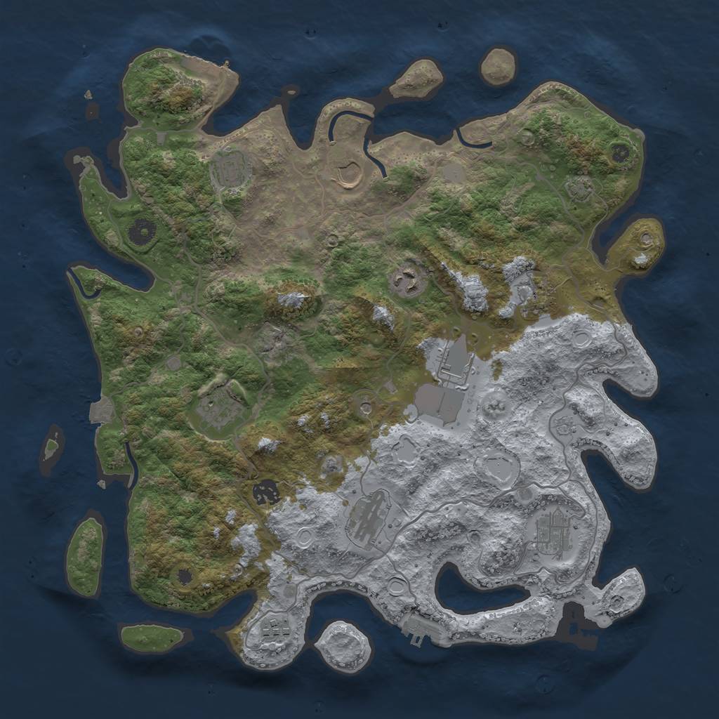 Rust Map: Procedural Map, Size: 4000, Seed: 694, 18 Monuments