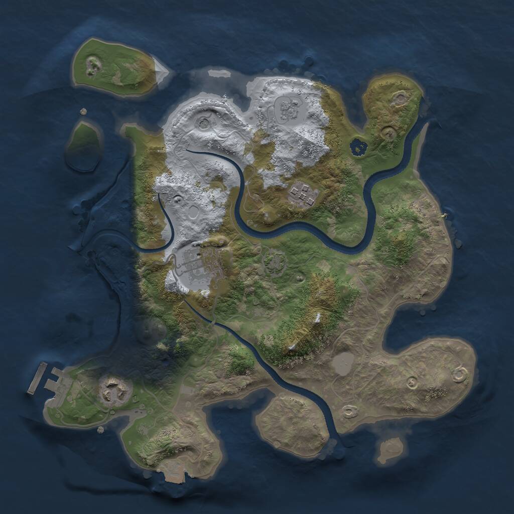 Rust Map: Procedural Map, Size: 3000, Seed: 66565, 8 Monuments