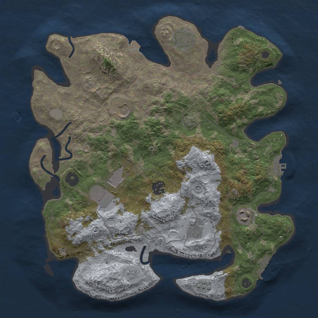 Rust Map: Procedural Map, Size: 3500, Seed: 133755813, 15 Monuments