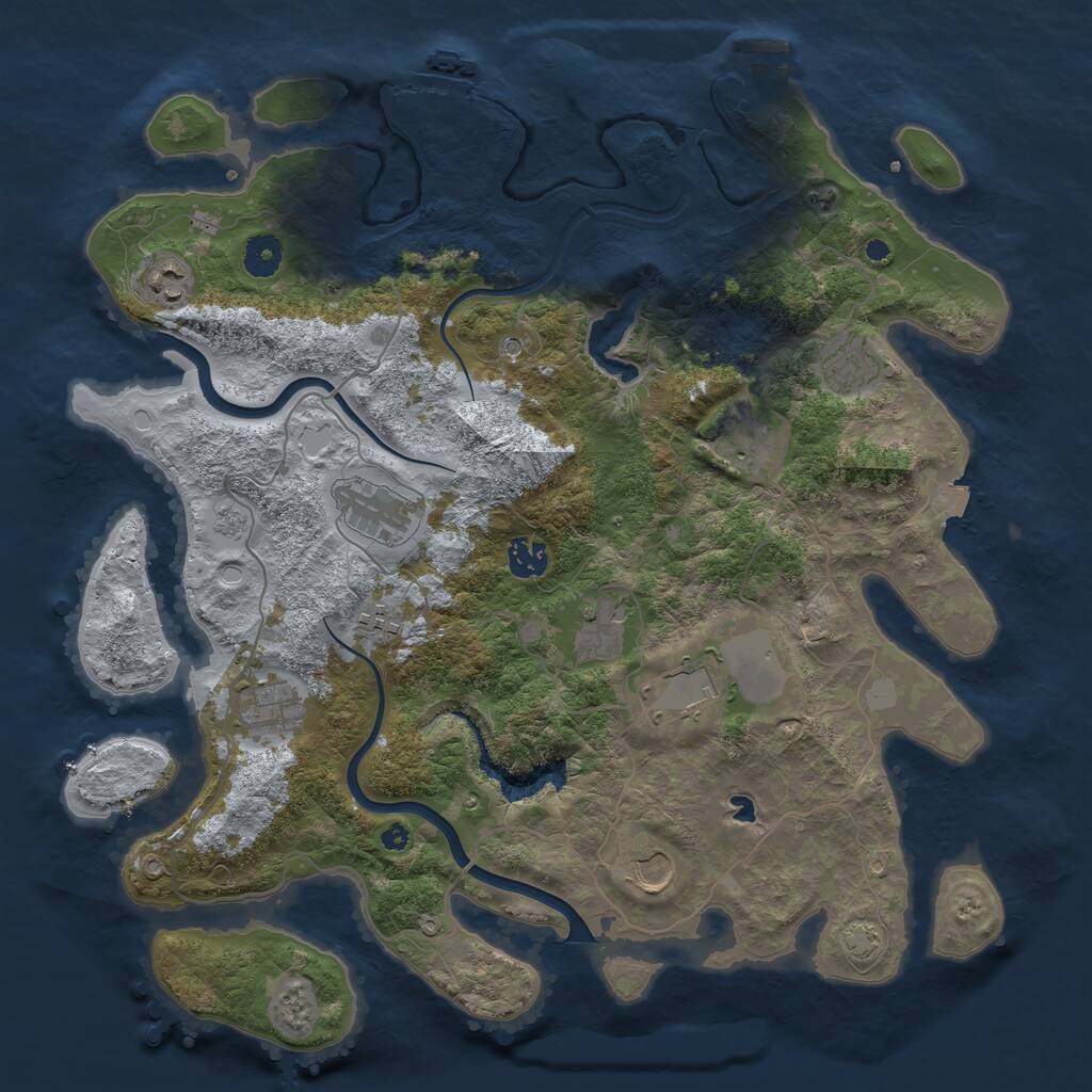 Rust Map: Procedural Map, Size: 4000, Seed: 667222604, 16 Monuments