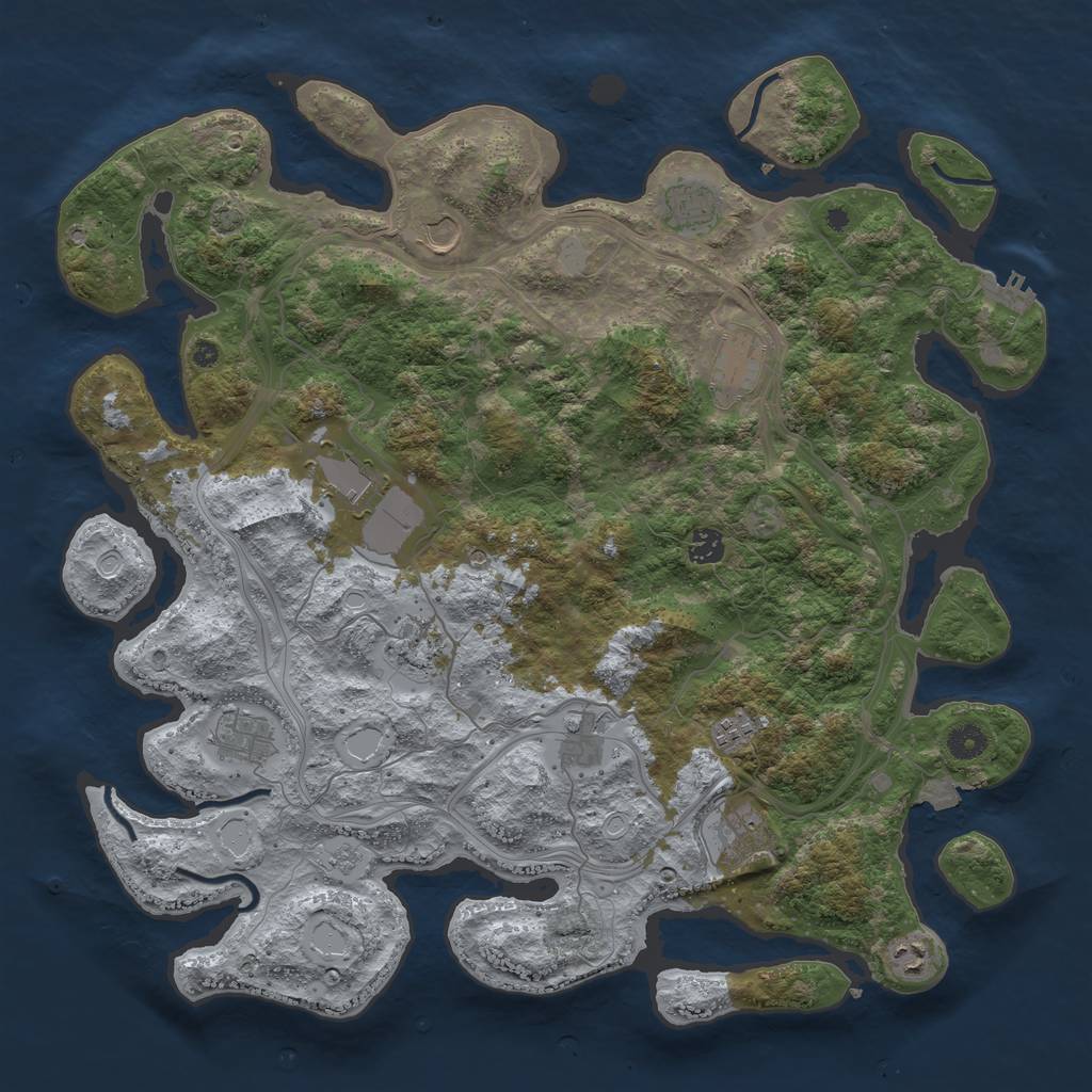 Rust Map: Procedural Map, Size: 4400, Seed: 55997440, 18 Monuments