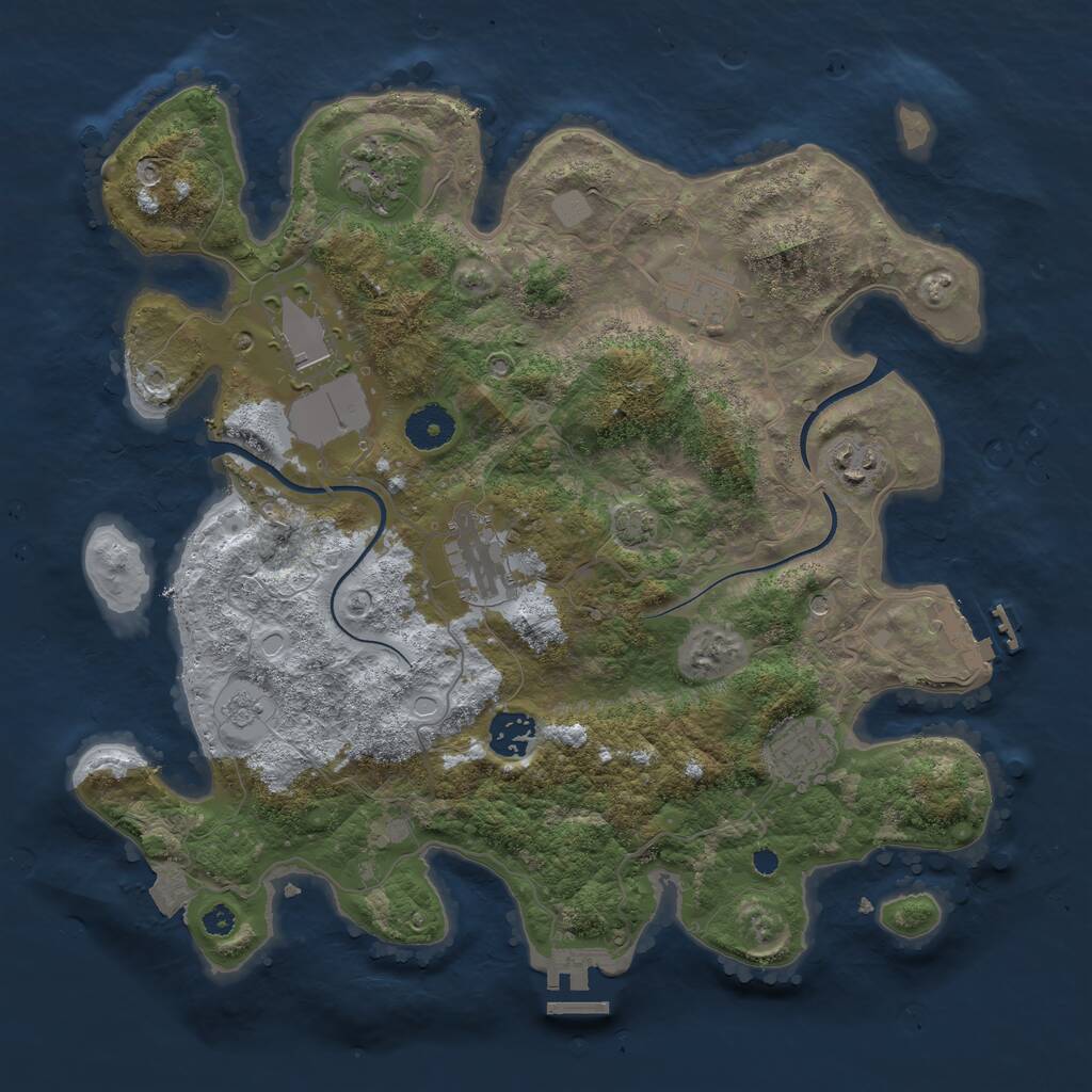 Rust Map: Procedural Map, Size: 3550, Seed: 58097694, 13 Monuments
