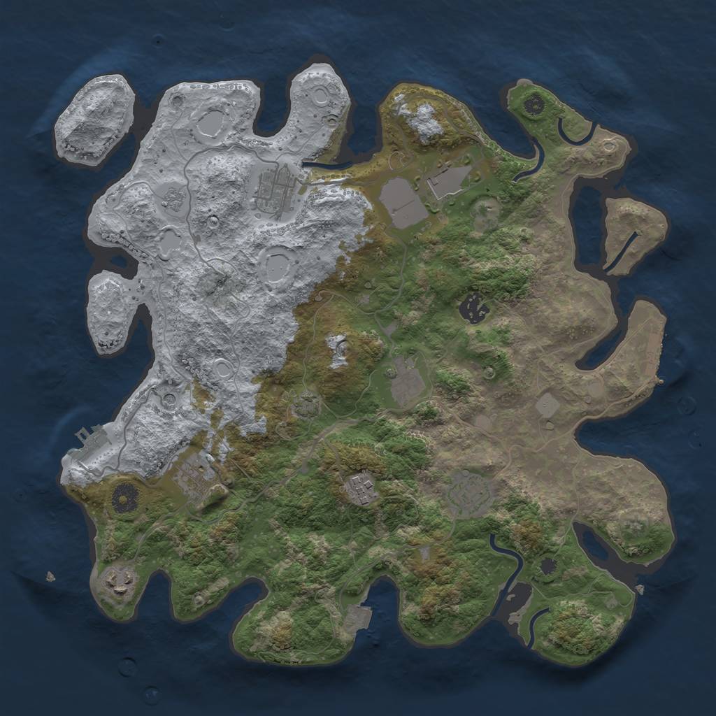Rust Map: Procedural Map, Size: 3700, Seed: 992429, 16 Monuments