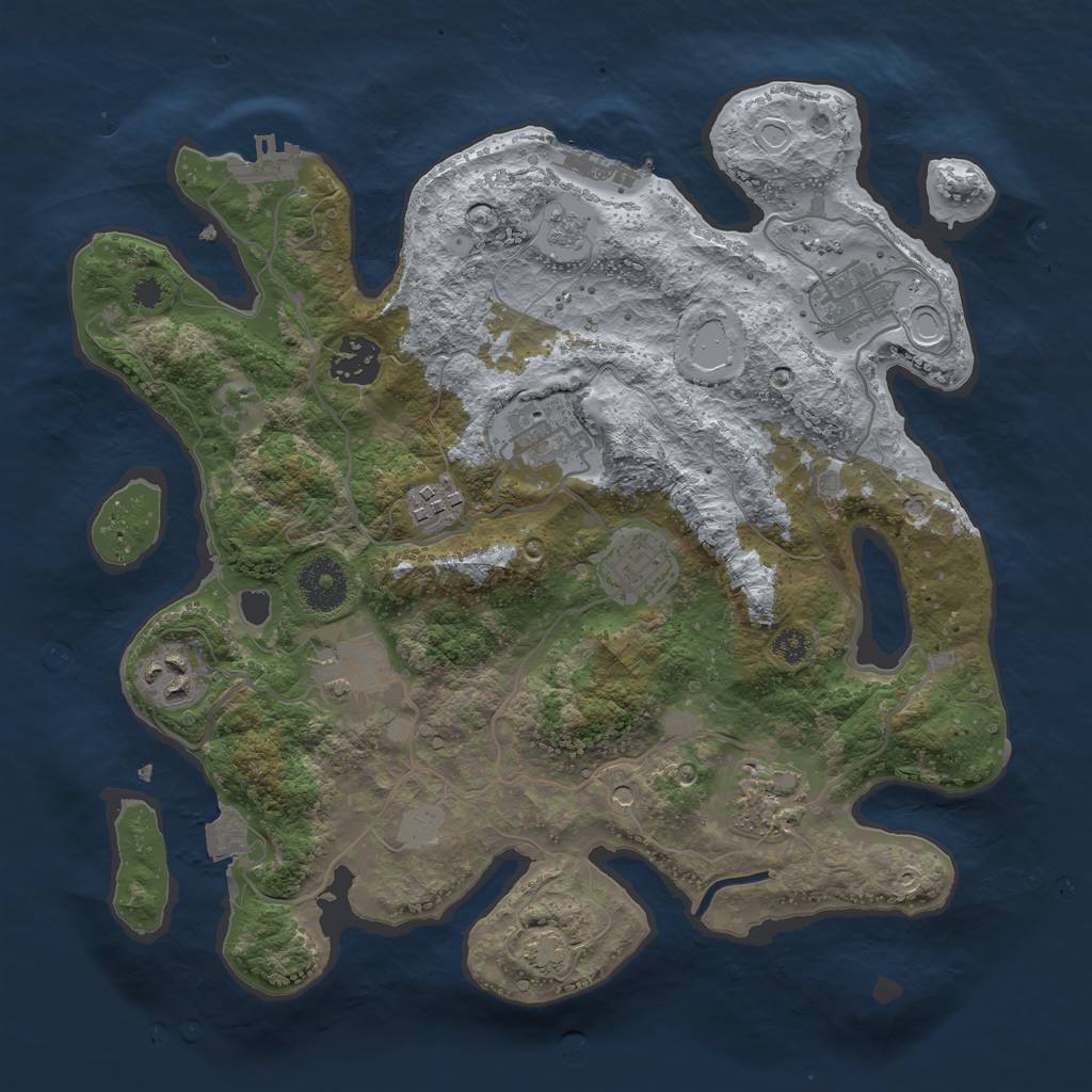 Rust Map: Procedural Map, Size: 3250, Seed: 375795249, 16 Monuments
