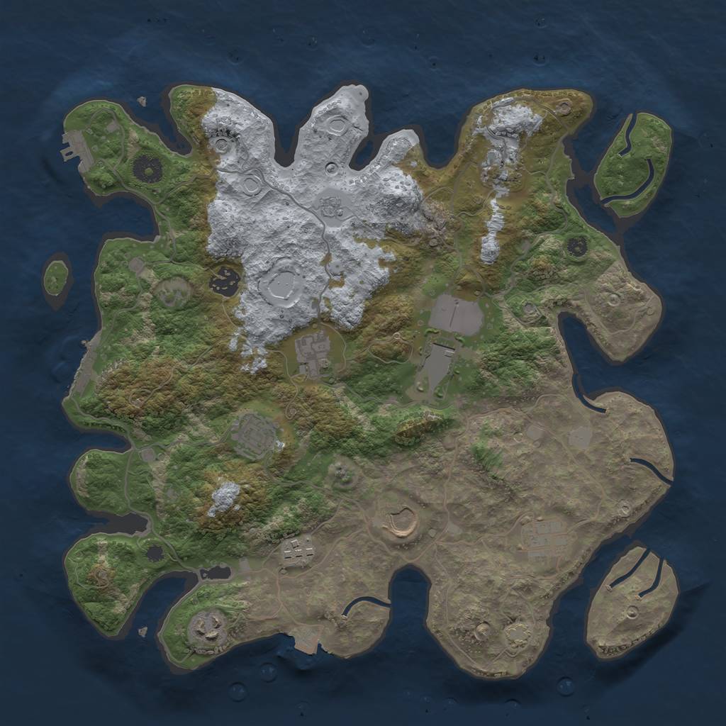 Rust Map: Procedural Map, Size: 3700, Seed: 66873904, 17 Monuments
