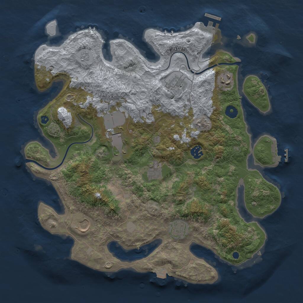 Rust Map: Procedural Map, Size: 3650, Seed: 22299841, 13 Monuments