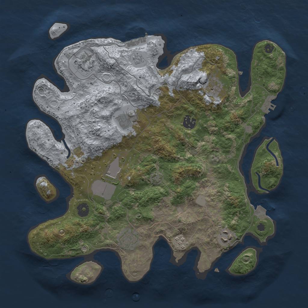 Rust Map: Procedural Map, Size: 3500, Seed: 85478550, 16 Monuments