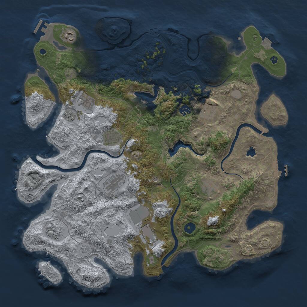 Rust Map: Procedural Map, Size: 4200, Seed: 394055449, 16 Monuments