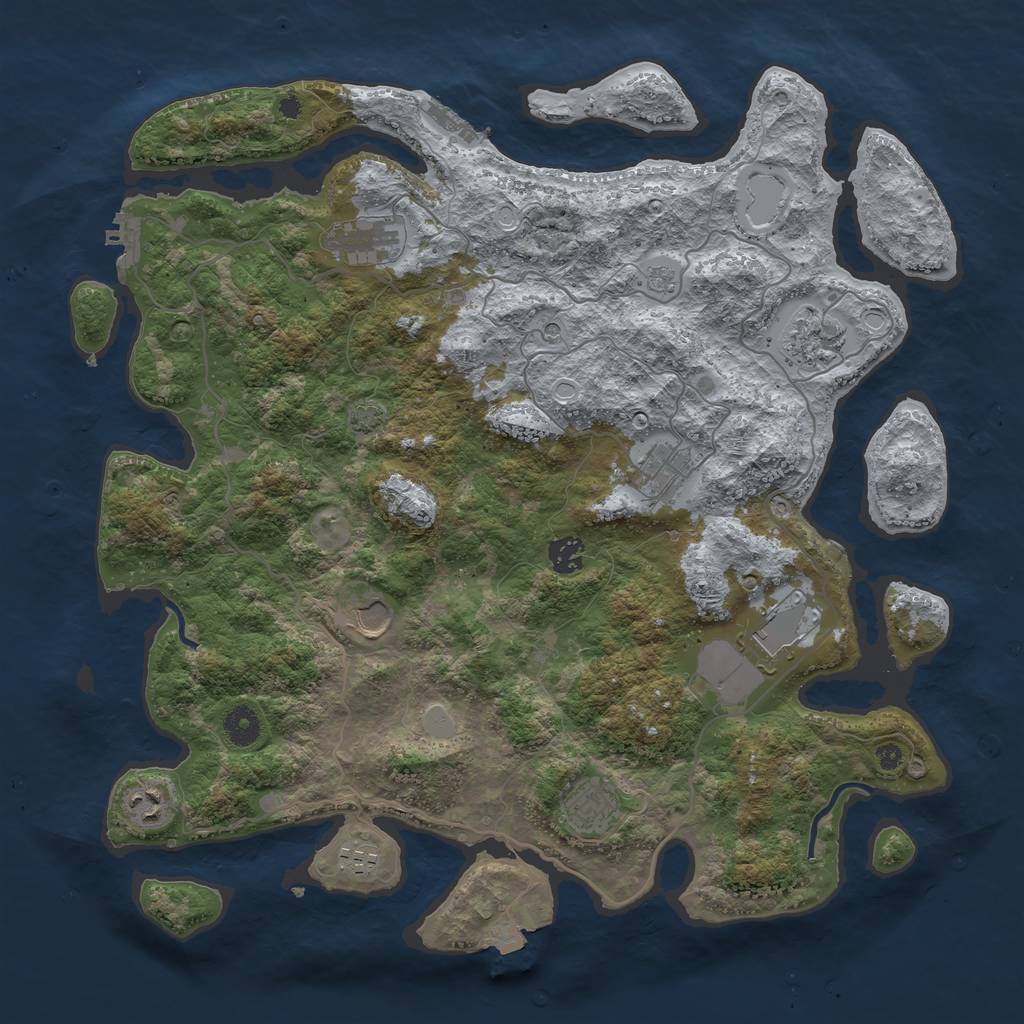 Rust Map: Procedural Map, Size: 4100, Seed: 11868894, 17 Monuments