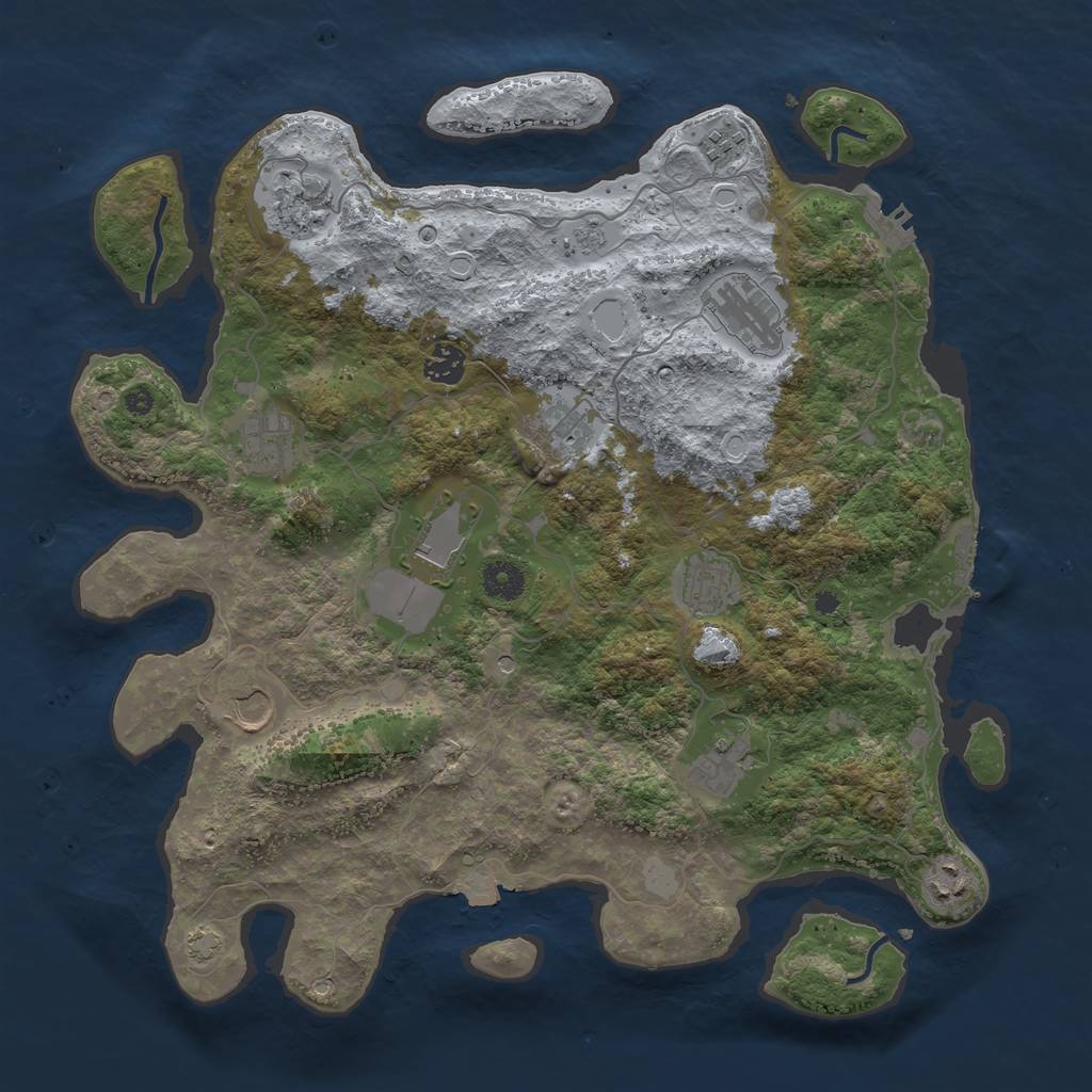 Rust Map: Procedural Map, Size: 3950, Seed: 11878981, 19 Monuments