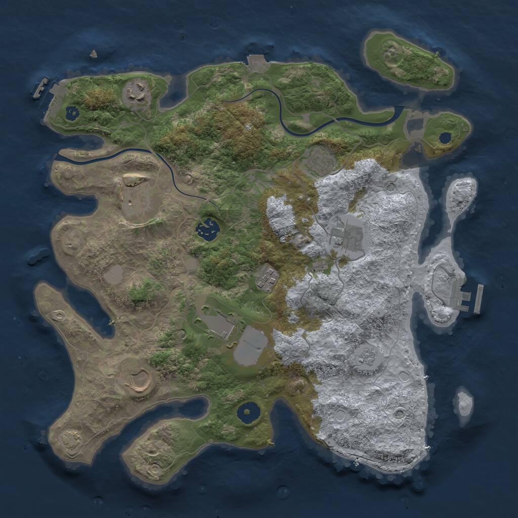 Rust Map: Procedural Map, Size: 3550, Seed: 91339688, 14 Monuments