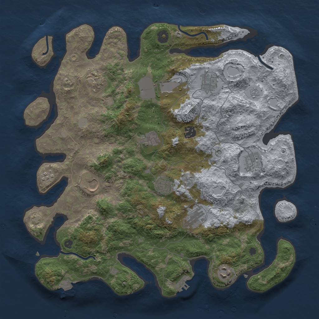 Rust Map: Procedural Map, Size: 3850, Seed: 166250871, 18 Monuments