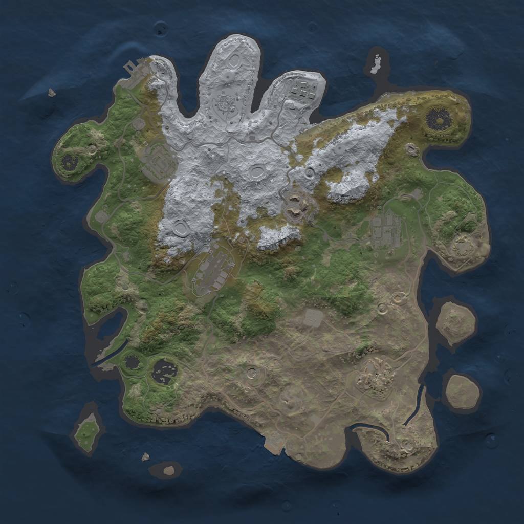 Rust Map: Procedural Map, Size: 3250, Seed: 140365421, 14 Monuments