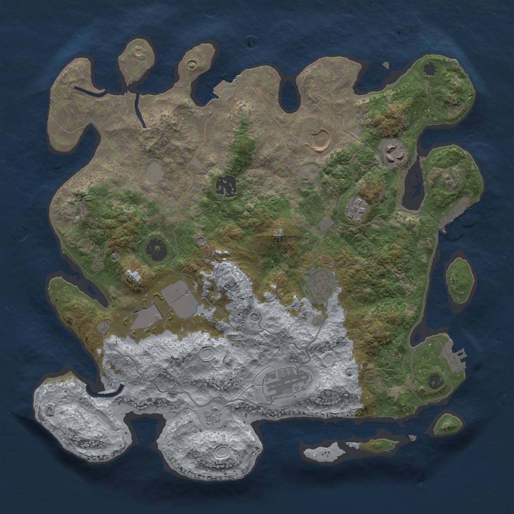 Rust Map: Procedural Map, Size: 3550, Seed: 64577844, 15 Monuments
