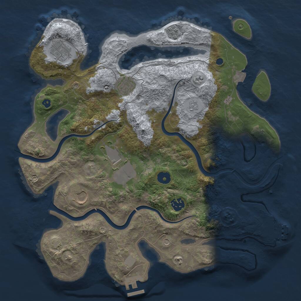 Rust Map: Procedural Map, Size: 3500, Seed: 55044100, 12 Monuments
