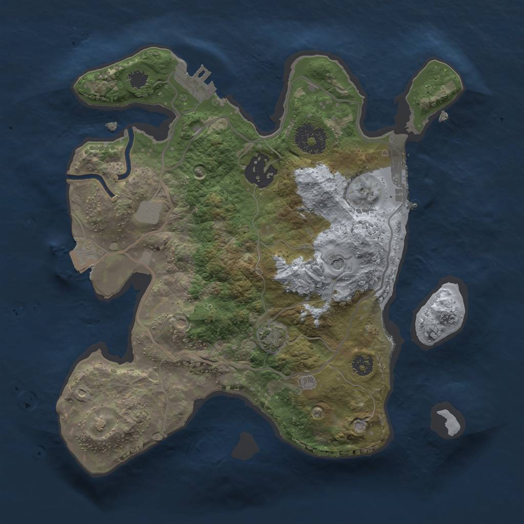 Rust Map: Procedural Map, Size: 2500, Seed: 58314971, 8 Monuments