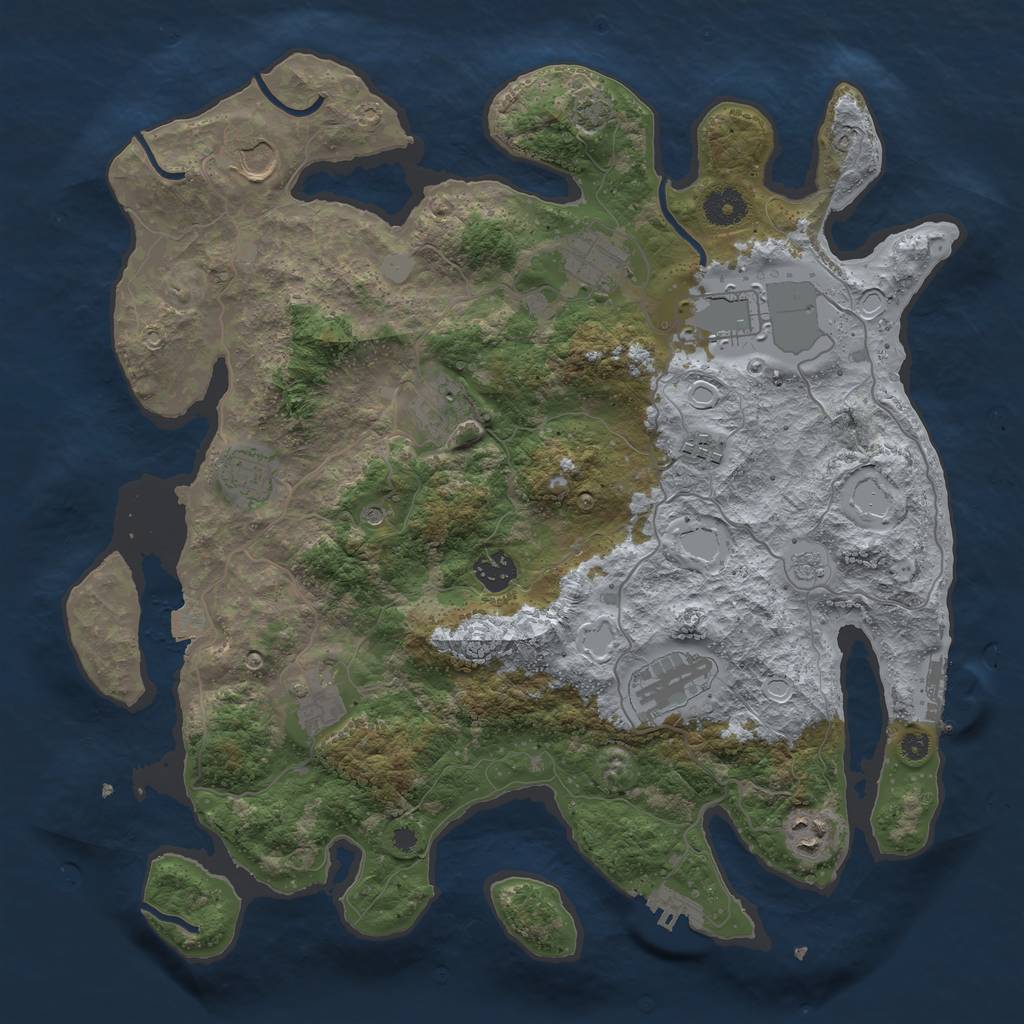 Rust Map: Procedural Map, Size: 3800, Seed: 84001395, 18 Monuments