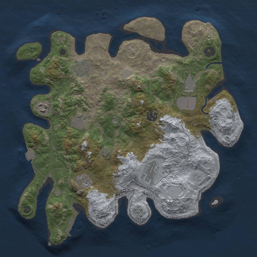 Rust Map: Procedural Map, Size: 3500, Seed: 1603290539, 15 Monuments