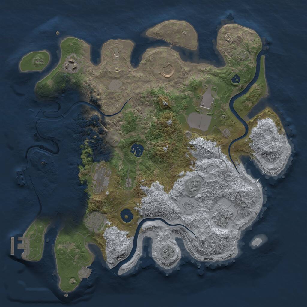 Rust Map: Procedural Map, Size: 3500, Seed: 1603290539, 14 Monuments