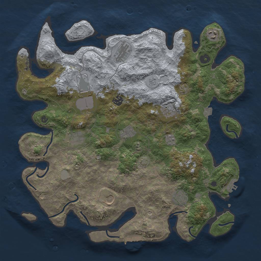Rust Map: Procedural Map, Size: 3900, Seed: 64029936, 18 Monuments