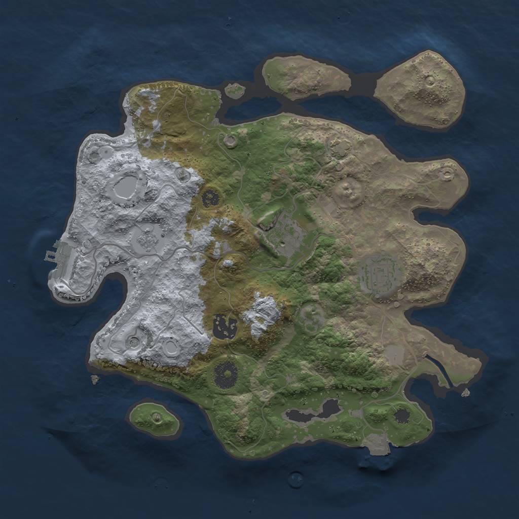 Rust Map: Procedural Map, Size: 3000, Seed: 275146, 10 Monuments