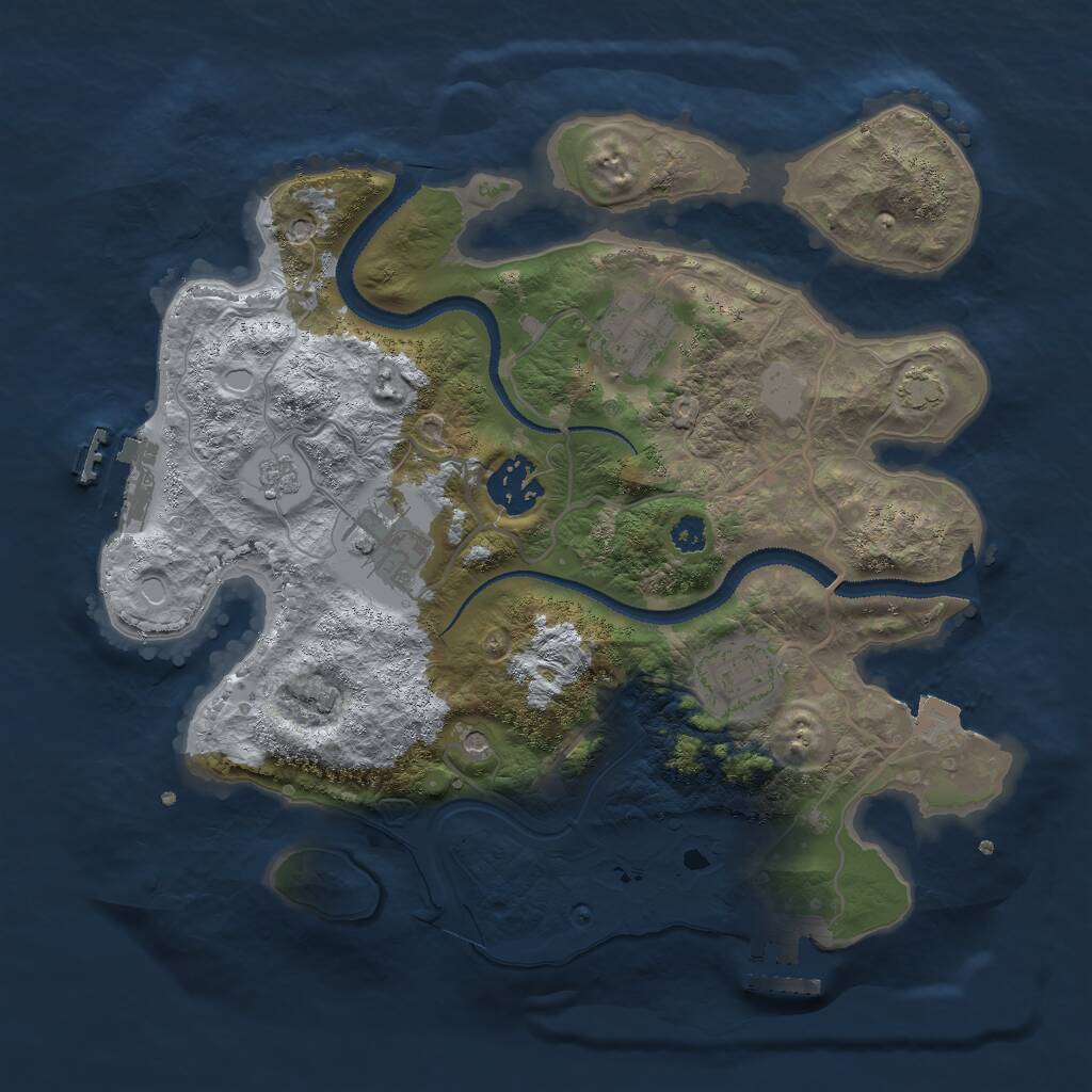 Rust Map: Procedural Map, Size: 3000, Seed: 275146, 10 Monuments