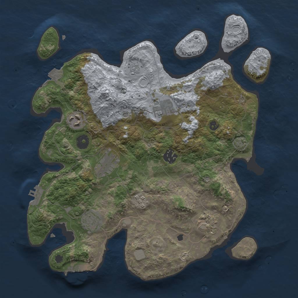 Rust Map: Procedural Map, Size: 3250, Seed: 1181903603, 15 Monuments