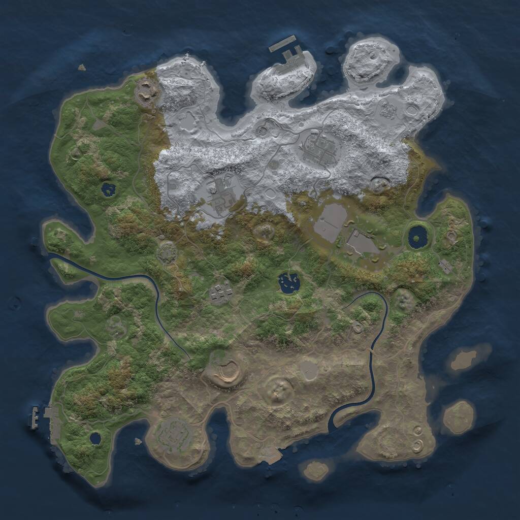 Rust Map: Procedural Map, Size: 3650, Seed: 11027066, 14 Monuments