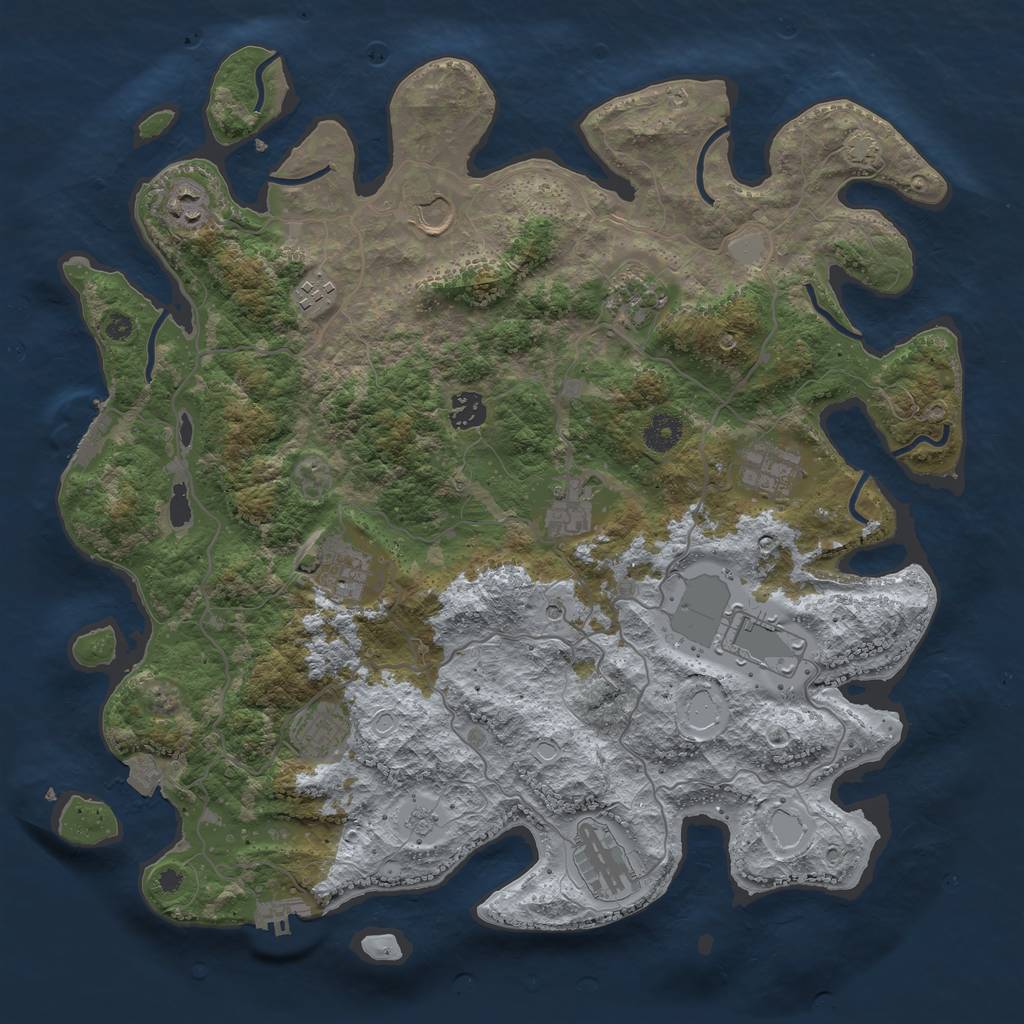 Rust Map: Procedural Map, Size: 4000, Seed: 967012014, 19 Monuments