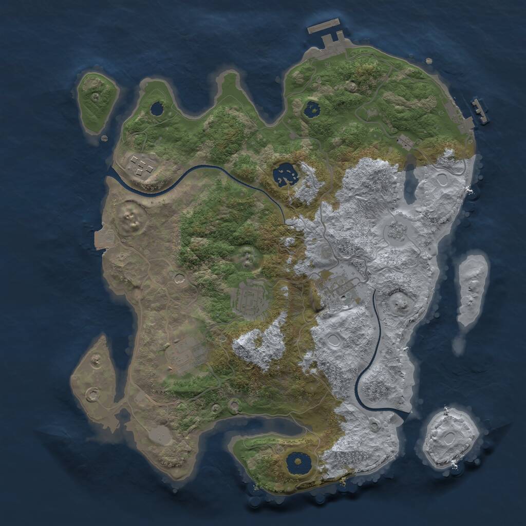 Rust Map: Procedural Map, Size: 3250, Seed: 54182290, 10 Monuments