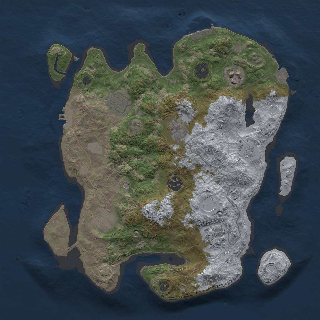 Rust Map: Procedural Map, Size: 3250, Seed: 54182290, 14 Monuments