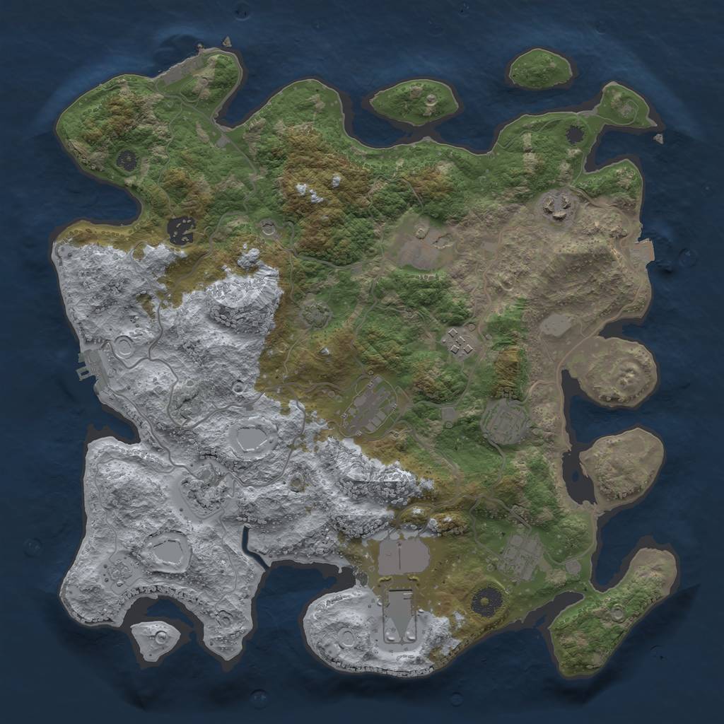 Rust Map: Procedural Map, Size: 3650, Seed: 81491361, 17 Monuments