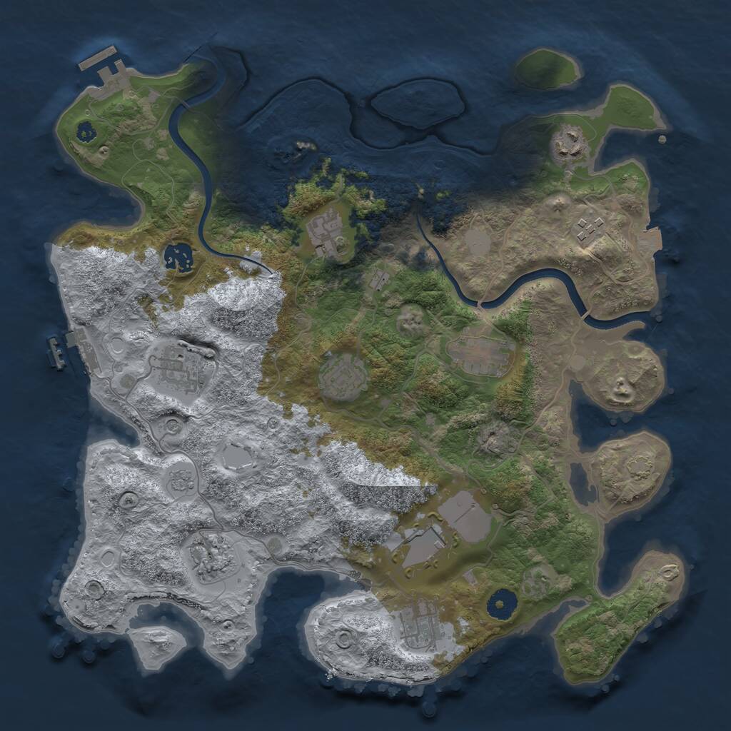 Rust Map: Procedural Map, Size: 3650, Seed: 81491361, 16 Monuments