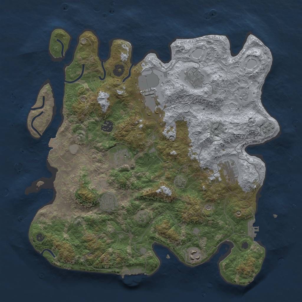 Rust Map: Procedural Map, Size: 3800, Seed: 48280981, 16 Monuments