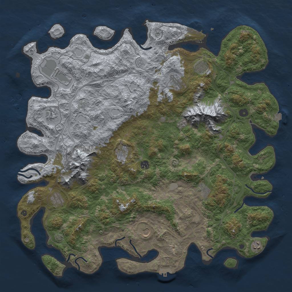 Rust Map: Procedural Map, Size: 5000, Seed: 1328456780, 19 Monuments