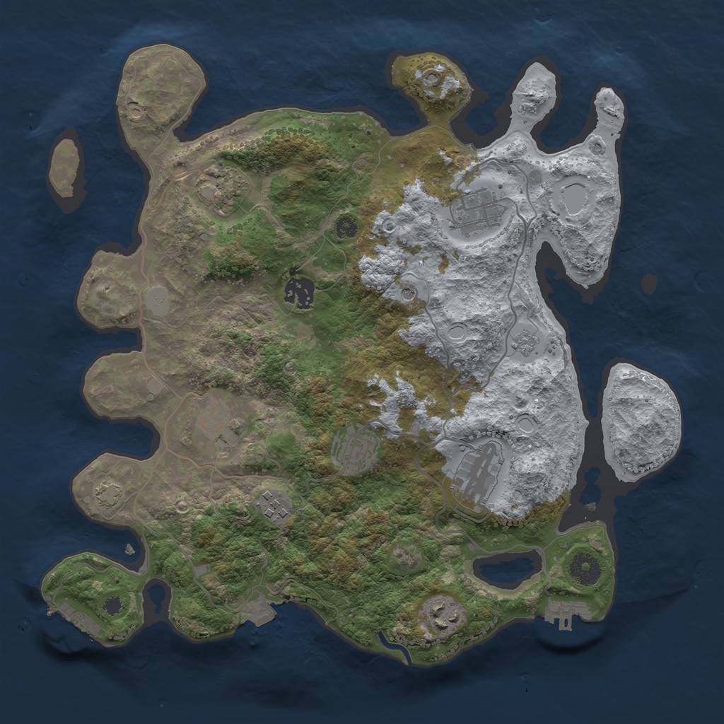 Rust Map: Procedural Map, Size: 3450, Seed: 93122792, 16 Monuments