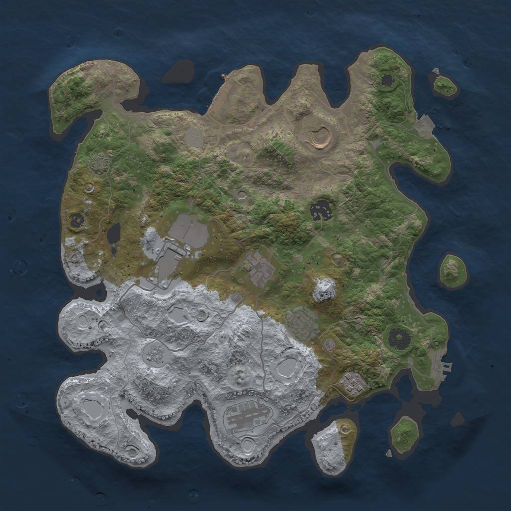 Rust Map: Procedural Map, Size: 3500, Seed: 50861684, 15 Monuments