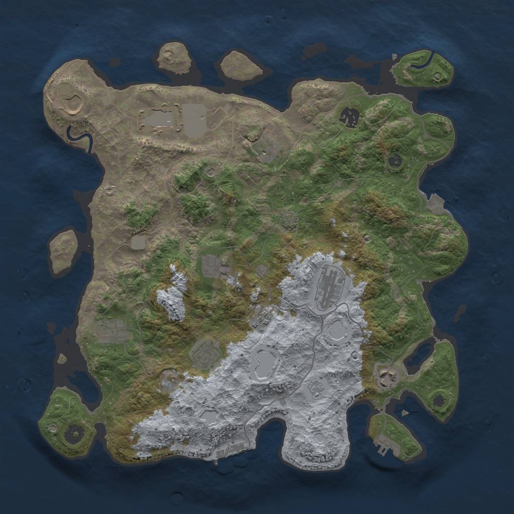 Rust Map: Procedural Map, Size: 3900, Seed: 97692601, 18 Monuments