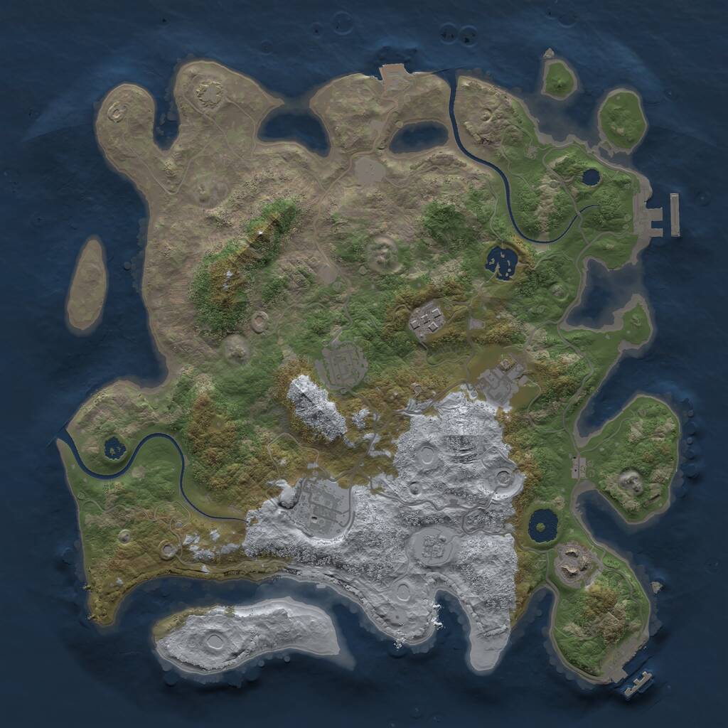 Rust Map: Procedural Map, Size: 3400, Seed: 82072047, 12 Monuments