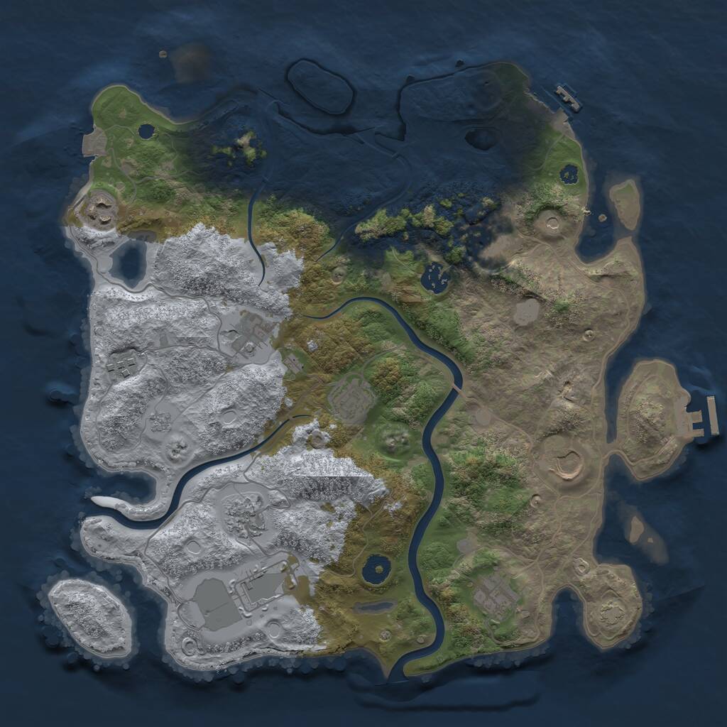 Rust Map: Procedural Map, Size: 3800, Seed: 97577307, 16 Monuments