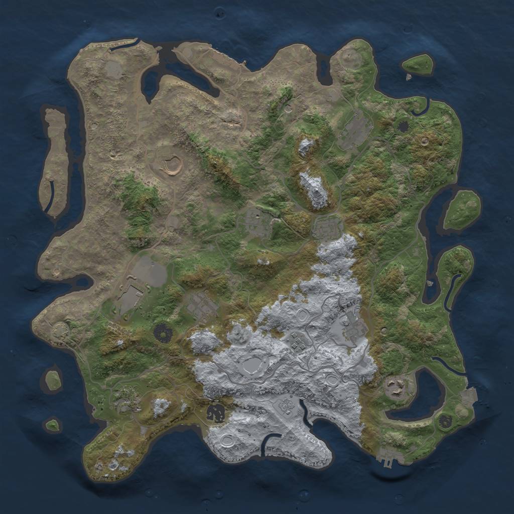 Rust Map: Procedural Map, Size: 4000, Seed: 536850892, 19 Monuments