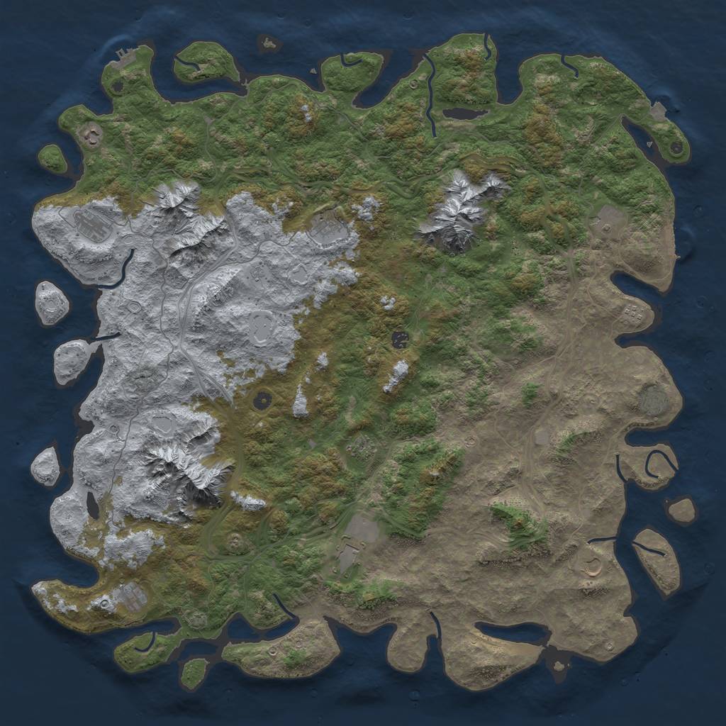 Rust Map: Procedural Map, Size: 6000, Seed: 2055087117, 19 Monuments