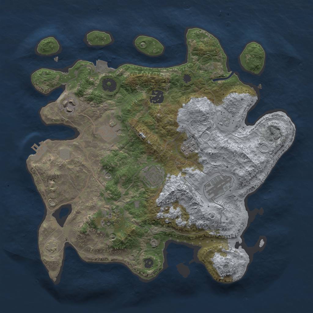 Rust Map: Procedural Map, Size: 3250, Seed: 306218592, 14 Monuments
